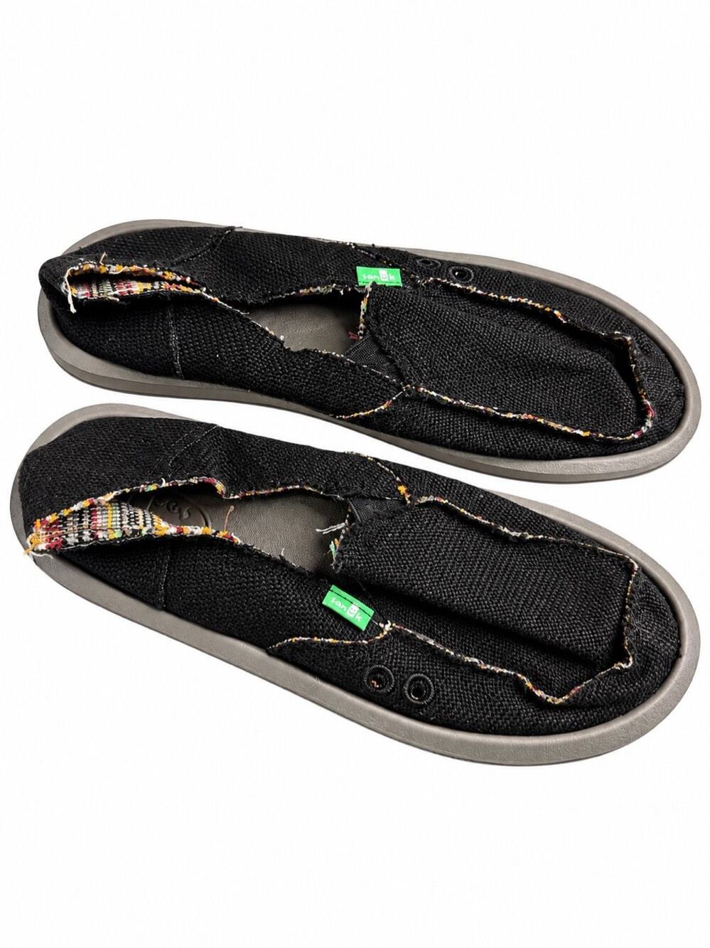 Sanuk Black Slip On Sidewalk Surfer Shoes Women’s Size 8 NWOB